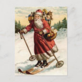 Joyeaux Noel Saint Nicholas Skiing Feestdagenkaart (Voorkant)