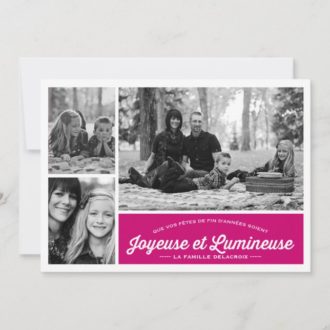 Joyeuse et Lumineuse 3 carte de photo de vacances (Voorkant)