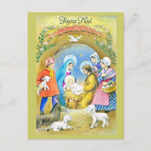 Joyeuse Noel, Vintage Franse Kerstkaart Feestdagenkaart (Voorkant)