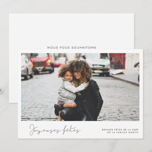 Joyeuses Fêtes Carte de voeu photominimaliste Feestdagenkaart (Voorkant / Achterkant)