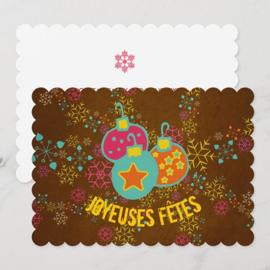 Joyeuses Fêtes Ornamenten Feestdagen Kaart (Voorkant / Achterkant)
