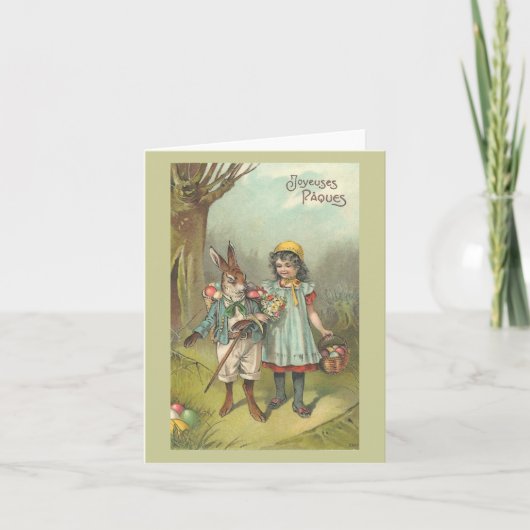 Joyeuses Pâques Cute  Easter Feestdagen Kaart (Voorkant)