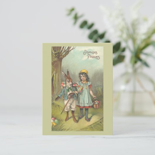 Joyeuses Pâques Cute  Easter Feestdagenkaart (Staand voorkant)