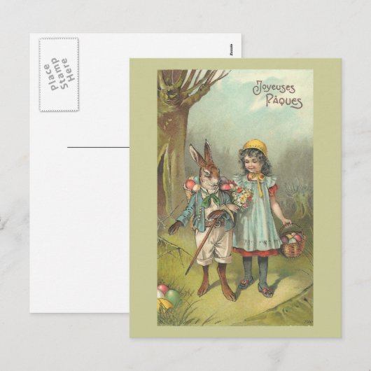 Joyeuses Pâques Cute  Easter Feestdagenkaart (Voorkant / Achterkant)