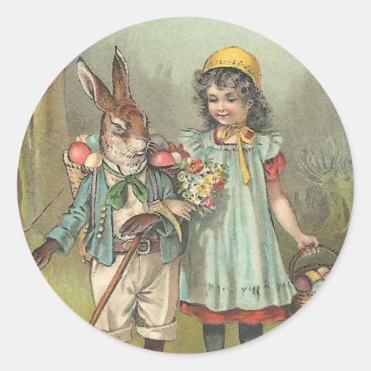 Joyeuses Pâques Cute  Easter Ronde Sticker (Voorkant)