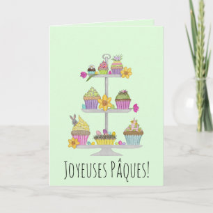 Joyeuses Pâques Franse paascupcakes Feestdagen Kaart