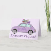 Joyeuses Pâques French Easter Retro Fiat 500 Feestdagen Kaart (Voorkant)