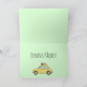 Joyeuses Pâques French Easter Retro Fiat 500 Feestdagen Kaart (Binnen)