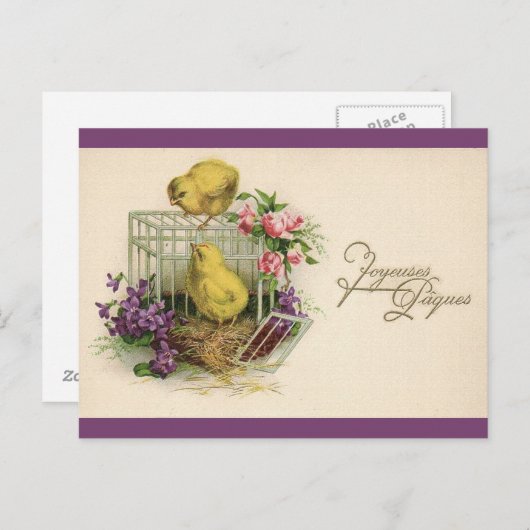 Joyeuses Paques (Happy Easter)  Feestdagenkaart (Voorkant / Achterkant)