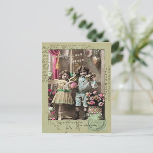 Joyeuses Pâques Pasen Feestdagenkaart (Staand voorkant)