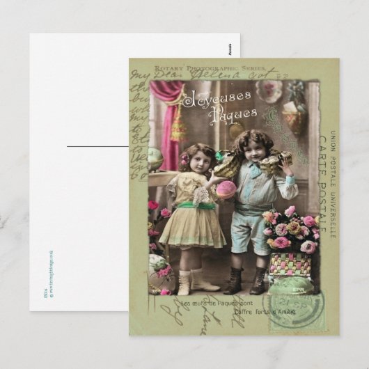 Joyeuses Pâques Pasen Feestdagenkaart (Voorkant / Achterkant)