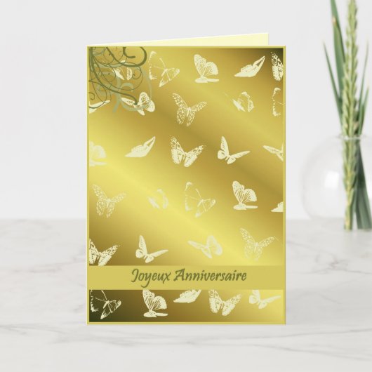 Joyeux Anniversaire Butterflies Kaart (Voorkant)