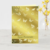 Joyeux Anniversaire Butterflies Kaart (Gele Bloem)