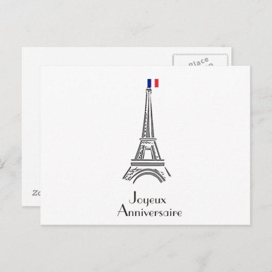 Joyeux Anniversaire Eiffel Tower Franse Birthday Briefkaart (Voorkant / Achterkant)