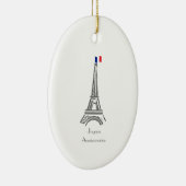 Joyeux Anniversaire Eiffel Tower Franse Birthday Keramisch Ornament (Rechts)