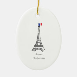Joyeux Anniversaire Eiffel Tower Franse Birthday Keramisch Ornament