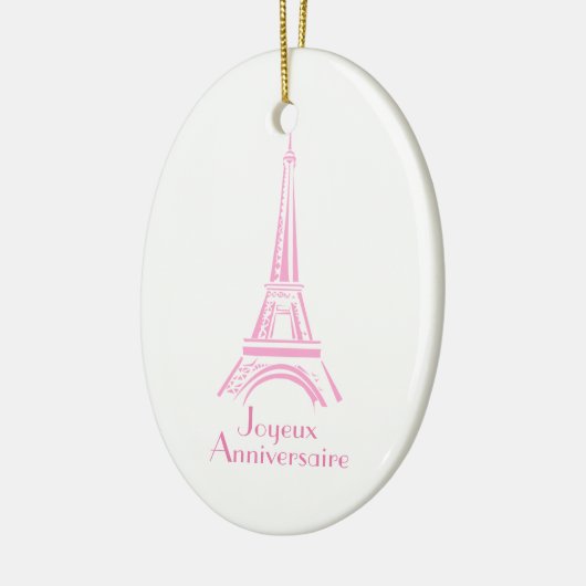 Joyeux Anniversaire Eiffel Tower Franse Birthday Keramisch Ornament (Links)