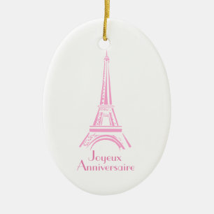 Joyeux Anniversaire Eiffel Tower Franse Birthday Keramisch Ornament