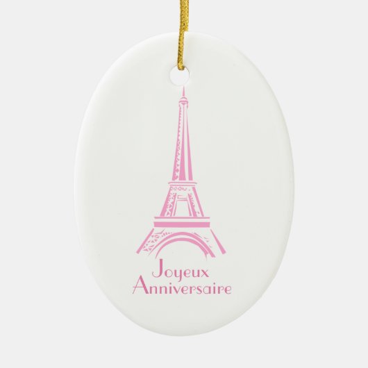 Joyeux Anniversaire Eiffel Tower Franse Birthday Keramisch Ornament (Voorkant)
