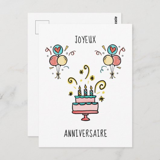 Joyeux Anniversaire | Fijne verjaardag Briefkaart (Voorkant / Achterkant)