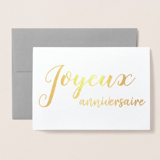 Joyeux Anniversaire Franse Happy Birthday Script Folie Kaarten (Voorkant met envelop)