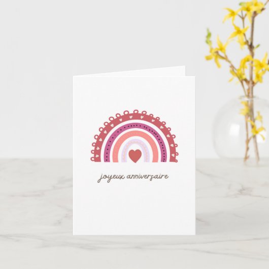 Joyeux anniversaire Franse verjaardagskaart regenb Kaart (Gele Bloem)
