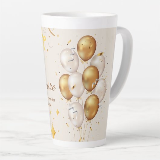 joyeux anniversaire. happy birthday. latte mok (Rechterhoek)