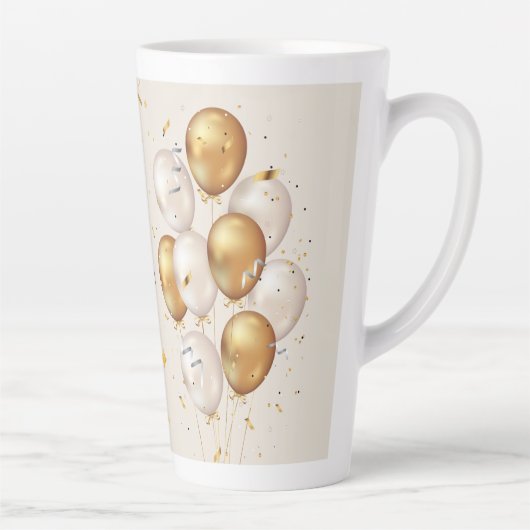 joyeux anniversaire. happy birthday. latte mok (Rechts)