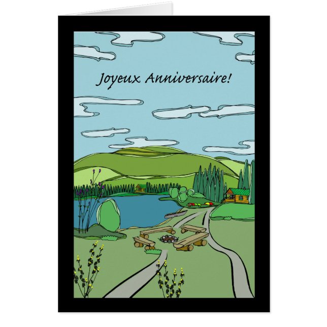 Joyeux Anniversaire! Huizen aan het meer, Schilder (Voorkant)