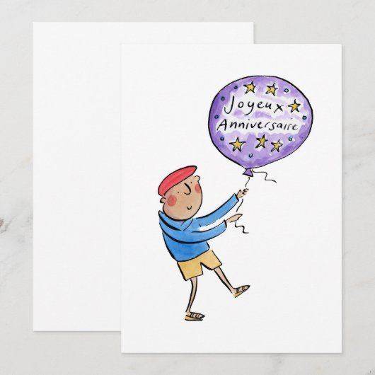 Joyeux Anniversaire Kaart (Voorkant / Achterkant)