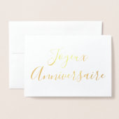Joyeux Anniversaire kalligrafie Gold Foil Kaart (Voorkant met envelop)