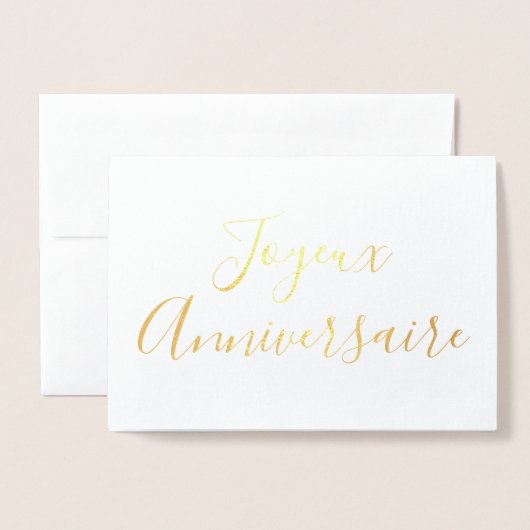 Joyeux Anniversaire kalligrafie Gold Foil Kaart (Voorkant met envelop)