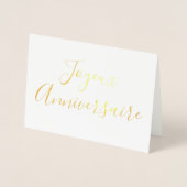 Joyeux Anniversaire kalligrafie Gold Foil Kaart (Voorkant)