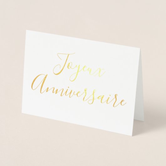 Joyeux Anniversaire kalligrafie Gold Foil Kaart (Voorkant)
