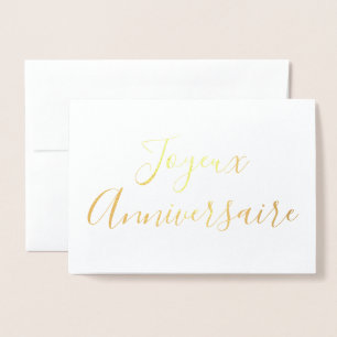 Joyeux Anniversaire-kalligrafie Gold Foil-kaart Folie Kaarten