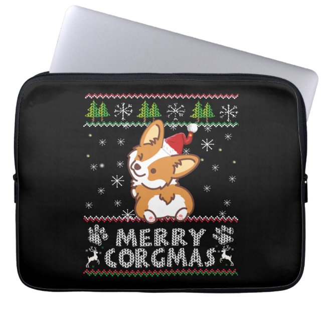 Joyeux Corgmas Noel Corgi Laptop Sleeve (Voorkant)