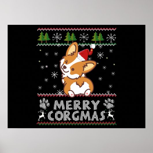 Joyeux Corgmas Noel Corgi Poster (Voorkant)
