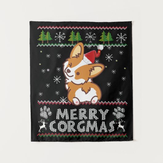 Joyeux Corgmas Noel Corgi Wandkleed (Voorkant)