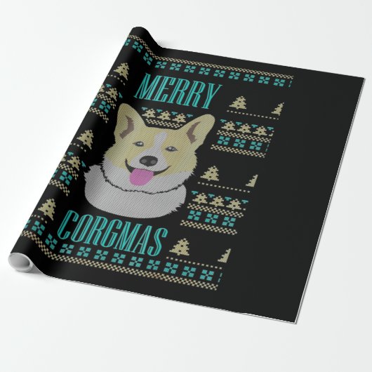 Joyeux Corgmas Ugly Kerstmis Corgi Cadeaupapier (Uitgerold)