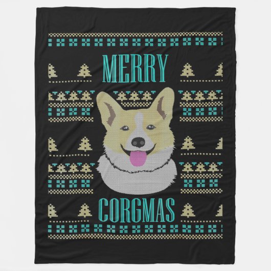 Joyeux Corgmas Ugly Kerstmis Corgi Fleece Deken (Voorkant)