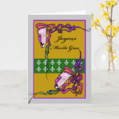 Joyeux Mardi Gras, Franse Mardi Gras, maskers Kaart (Gele Bloem)