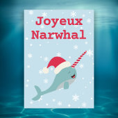 Joyeux Narwhal pun Merry Kerstmis Feestdagenkaart