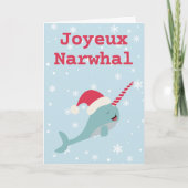 Joyeux Narwhal walvis pun Merry Kerstmis Holiday C Feestdagen Kaart (Voorkant)