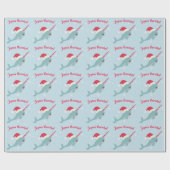 Joyeux Narwhal walvispun Merry Kerstfeestdag Cadeaupapier (Vlak)