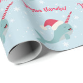Joyeux Narwhal walvispun Merry Kerstfeestdag Cadeaupapier (Rol Hoek)