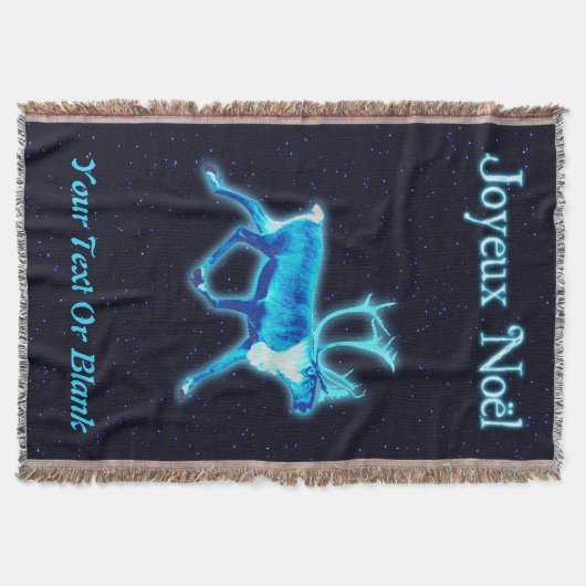 Joyeux Noё l - Blue Cariou (rendier) Deken (Voorkant)