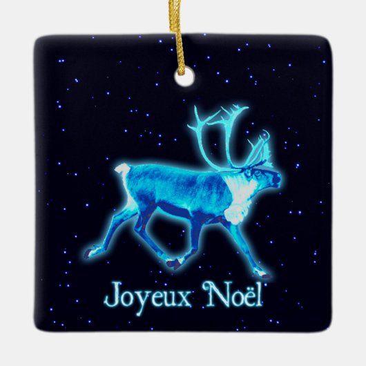 Joyeux Noё l - Blue Cariou (rendier) Keramisch Ornament (Voorkant)