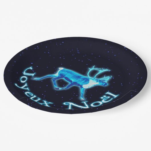 Joyeux Noё l - Blue Cariou (rendier) Papieren Bordje (Gekanteld)