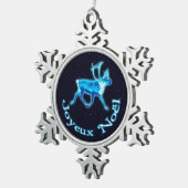 Joyeux Noё l - Blue Cariou (rendier) Tin Sneeuwvlok Ornament (Rechts)