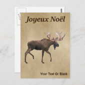 Joyeux noё l. Bull Moose on Old Paper Briefkaart (Voorkant / Achterkant)